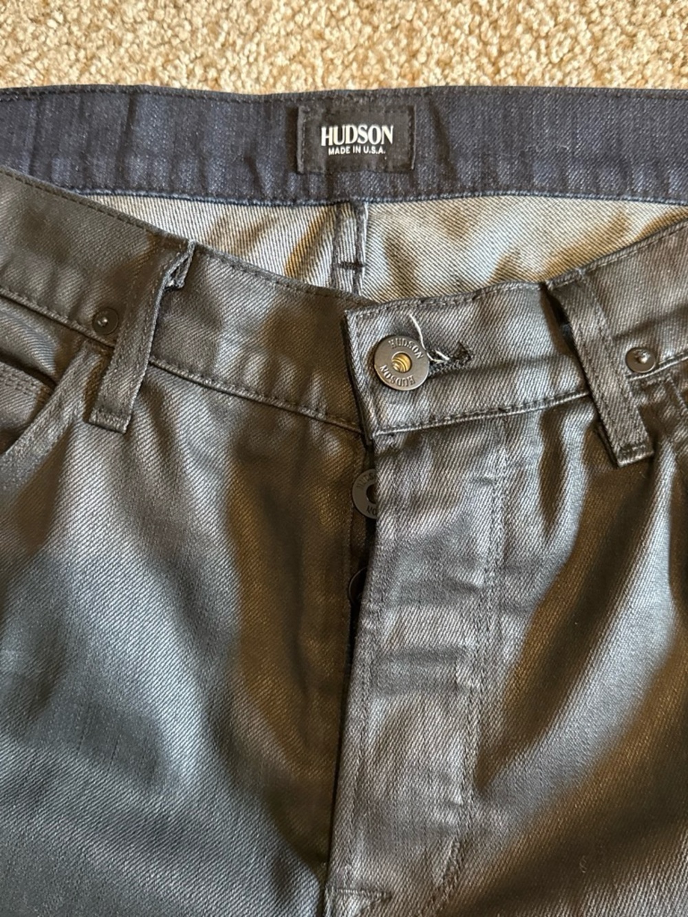 Hudson Jeans Men's Black Coated Jeans - Straight Leg Fit